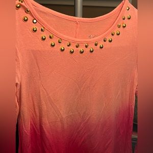 Kids Justice shirt size 6, long sleeve with gold jewels around the neckline